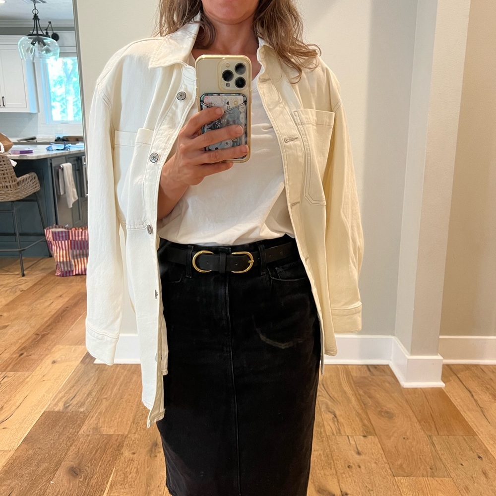 Abercrombie boxy white jean jacket